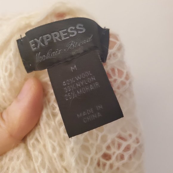 vintage EXPRESS wrap tie button up cardigan mohair wool shawl sweater - Picture 5 of 5